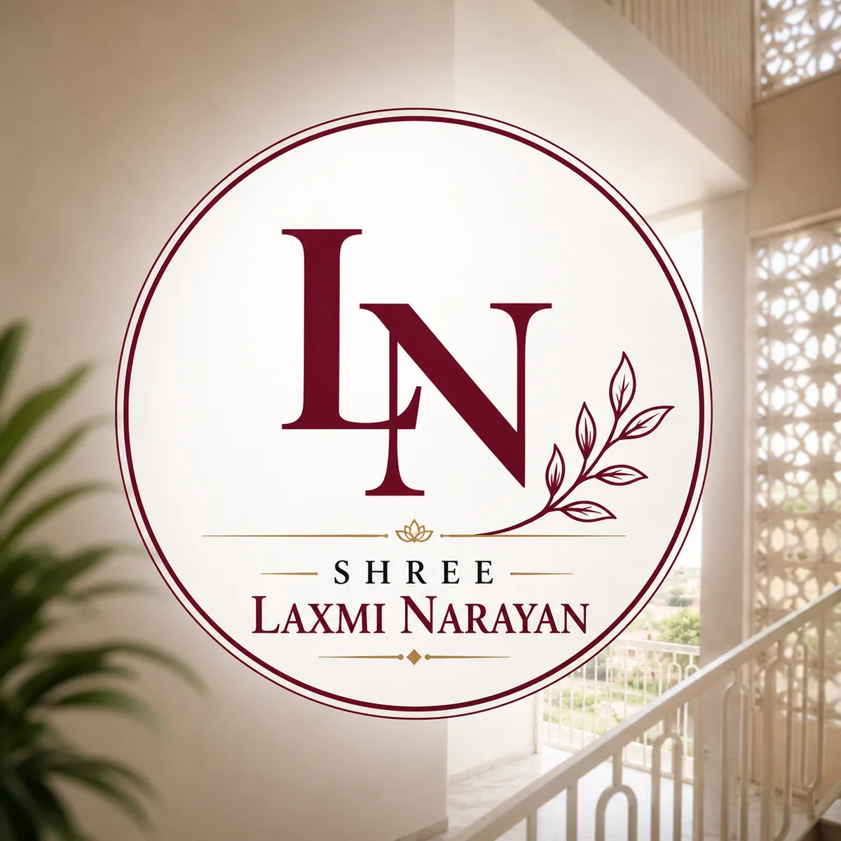Shree Laxmi Narayan brand mark displayed over the residence landing